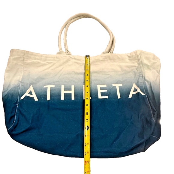 Athleta Tote Bag Gym Blue Ombre Large Canvas Shopping Bag 17.5X13 Travel Open - Picture 5 of 8